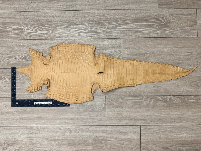 Tan Satin Genuine Caiman Crocodile Leather CMN670 product photo 2
