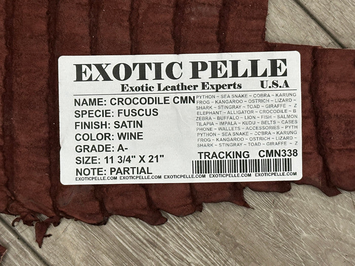 Wine Genuine Caiman Crocodile belly Hide Leather Skin real alligator Croc 338