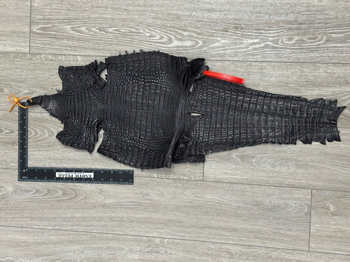 Dark Gray Satin Genuine Caiman Crocodile Leather product photo 2