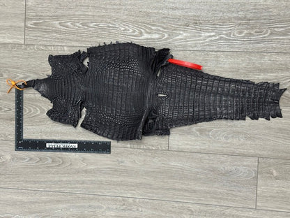 Dark Gray Satin Genuine Caiman Crocodile Leather product photo 2