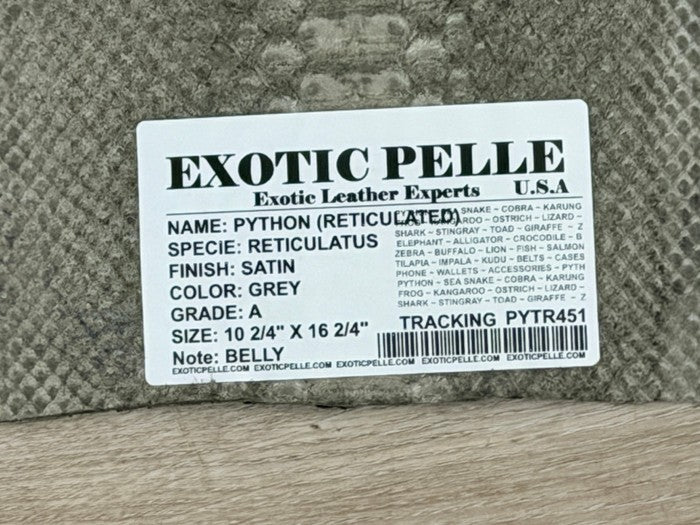 Gray Satin Genuine Reticulated Python Snake Leather 451 product photo 3