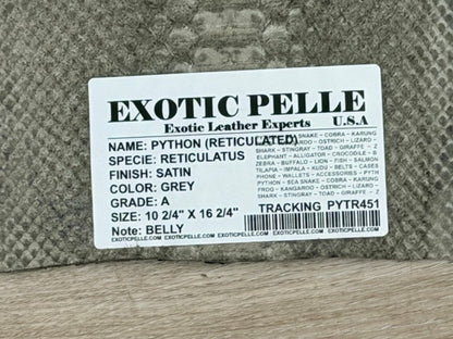 Gray Satin Genuine Reticulated Python Snake Leather 451 product photo 3