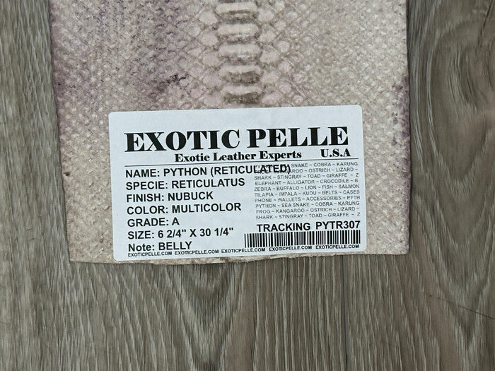 Multicolor Python Suede Nubuck Genuine Leather Remnant real hide snake skin 307