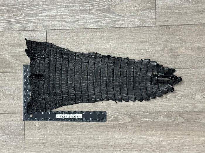 Black Genuine Crocodile Belly Tail Hide Leather Skin real alligator Croc 351