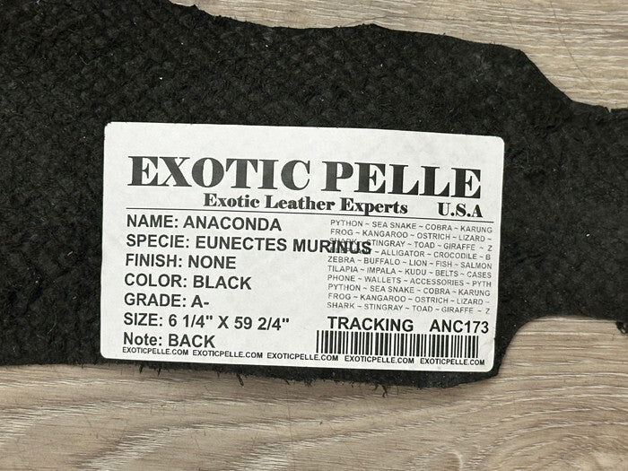 Black Genuine Anaconda Snakeskin Leather real hide snake skin python boa 173