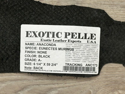 Black Genuine Anaconda Snakeskin Leather real hide snake skin python boa 173