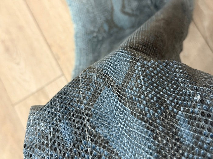 Denim Blue Natural Pattern Sanded Gloss Genuine Python Leather product photo 6