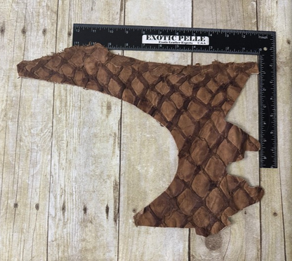 Brown Pirarucu Hide Genuine Skin Arapaimia Gigas Remnant Scrap Fish Leather 253
