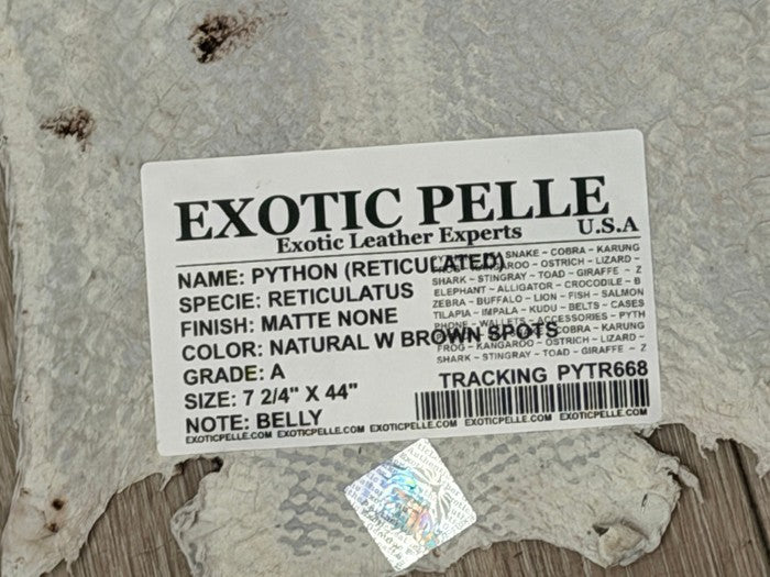 Natural With Brown Spots Genuine Reticulated Python Snake Leather 668 product photo 3