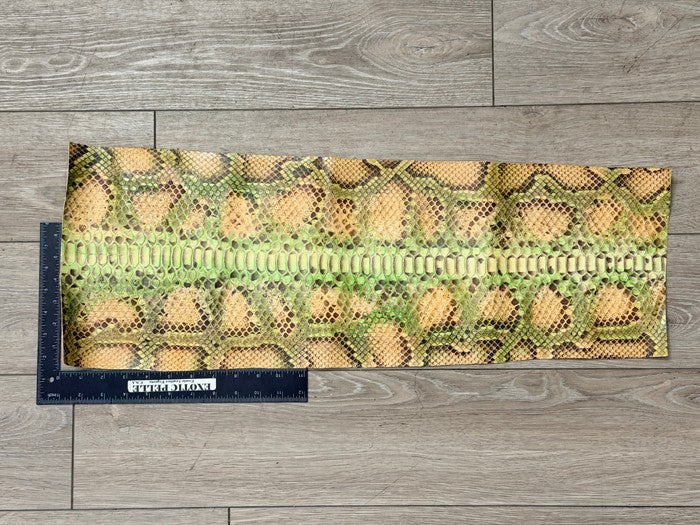 Honey Green Natural Pattern Glossy Genuine Python Leather PYTB164 product photo 2