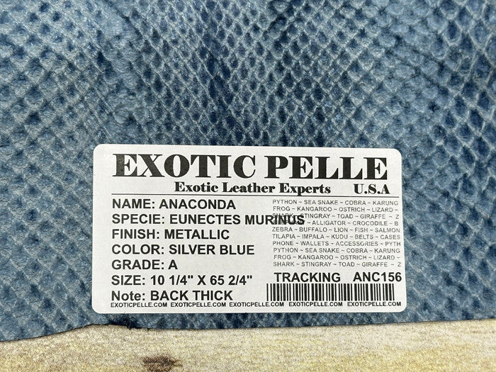 Silver on Blue Metallic Genuine Anaconda Leather 156 product photo 5