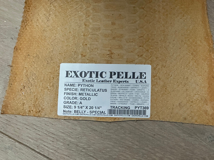 Gold Piece Genuine Python Snakeskin Leather real hide snake skin Rattle 369