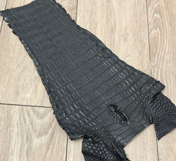 Black Satin Genuine Caiman Crocodile Leather CMN118 product photo 1