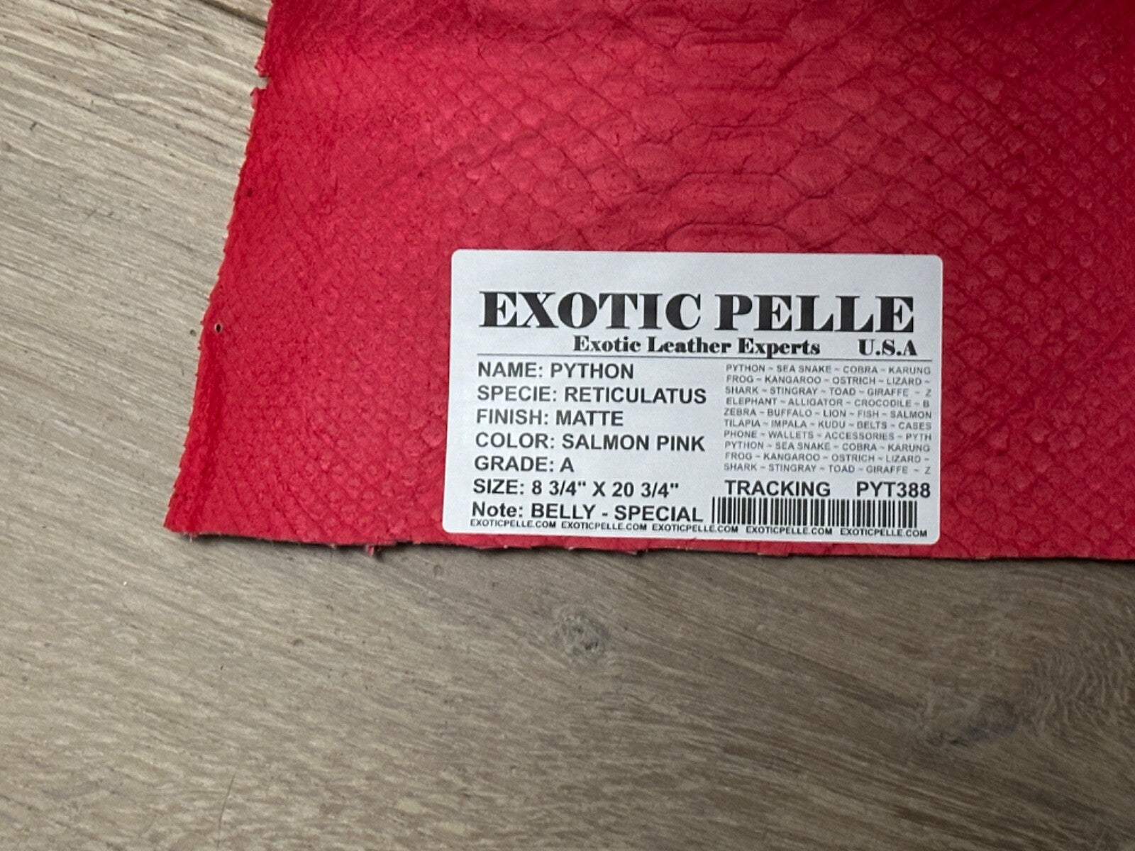 Pink Piece Genuine Python Snakeskin Leather real hide snake skin Ratle Boa 388