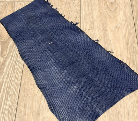 Dark Blue Satin Genuine Short-Tail Python Snake Leather 173 product photo 1