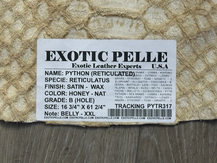 XXL WIDE Natural Python Genuine Snake skin Leather real hide Rattle boa 317