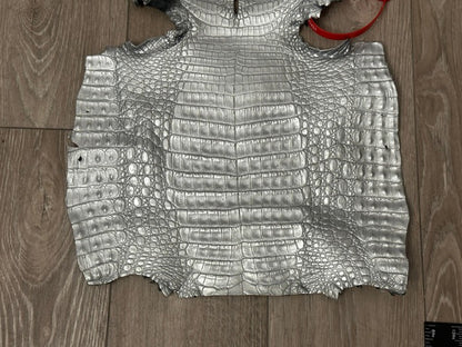 Silver Caiman Crocodile belly Hide Leather Skin remnant real alligator Croc 455