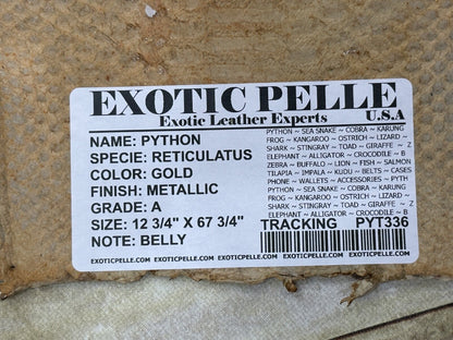 Metallic Gold XL Genuine Python Leather real hide snake skin Rattle Boa 336