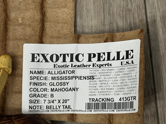 Mahogany Genuine Alligator Tail Hide Leather Skin Piece Scrap Gator Croc Belly 3