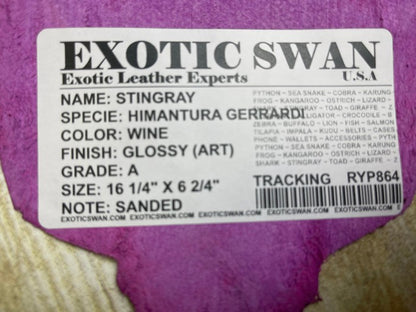 Wine Genuine Polished Sanded Stingray Hide Skin Sting Ray Leather Shagreen 864