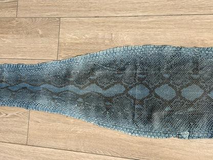 Denim Blue Natural Pattern Sanded Gloss Genuine Python Leather product photo 4
