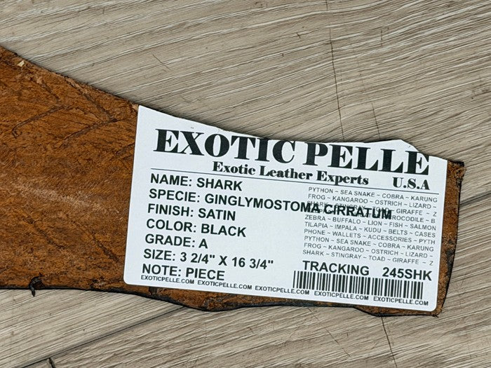 BLACK Genuine Shark Hide Skin Taxidermy Sharkskin Leather exotic Fish Tanned 245