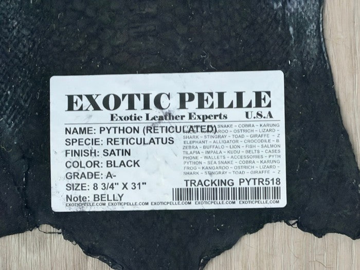 Black Satin Genuine Python Leather PYTR518 product photo 4