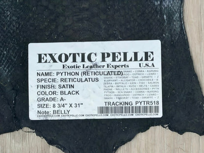 Black Satin Genuine Python Leather PYTR518 product photo 4
