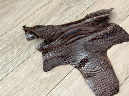 Brown Glossy Distressed Genuine Alligator Leather 440 product photo 3