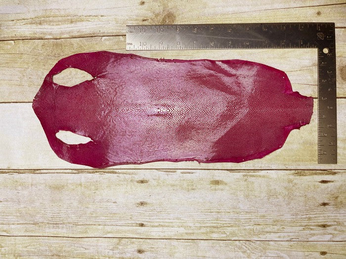 Wine Genuine Polished Sanded Stingray Hide Skin Sting Ray Leather Shagreen 864