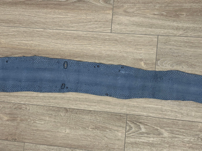 Silver on Blue Genuine Anaconda Leather real hide snake skin python boa rattle 7