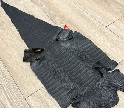 Black Matte Genuine Crocodile Caiman Leather CMN693 product photo 1