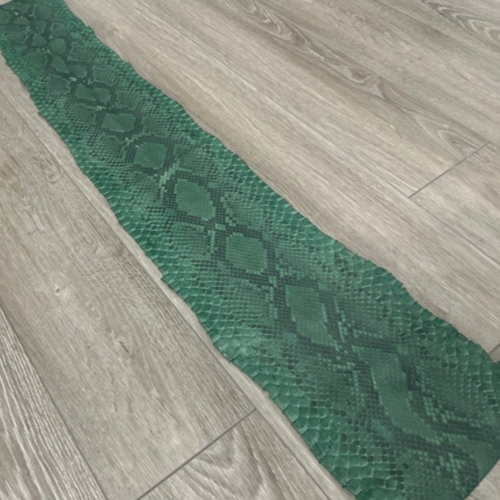 Green Big Genuine Python Snakeskin Leather jumbo real hide snake skin rattle 302