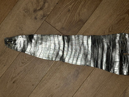 Silver On Blue Metallic Genuine American Alligator Leather 411GTR product photo 5