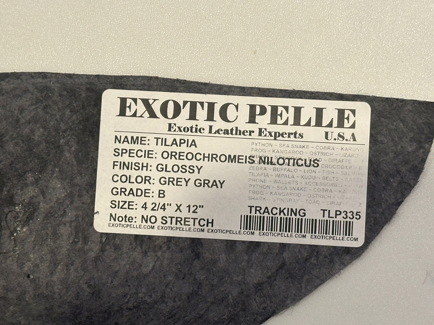 Grey Tilapia Hide Genuine gray Fish Leather Skin Suede Salmon Glossy Pirarucu 35