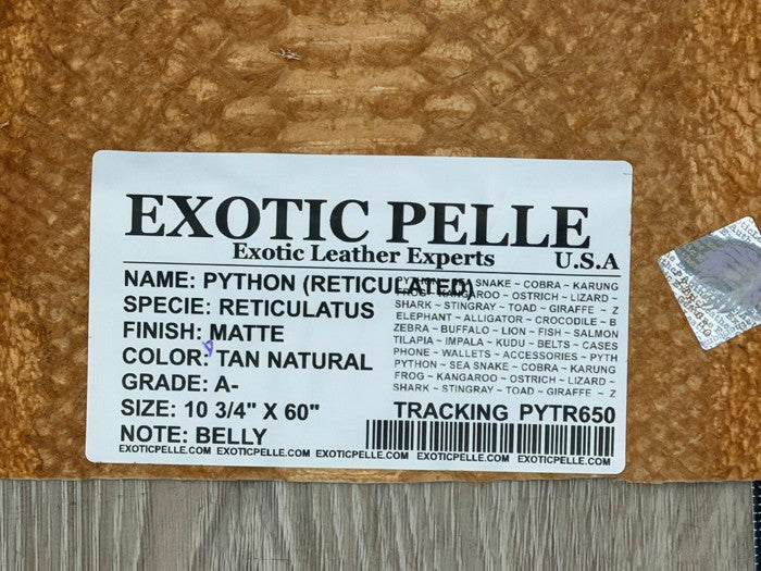 Genuine Reticulated Python Leather - D Tan with Natural Pattern Matte Belly Cut WYSIWYG 650 product photo 4