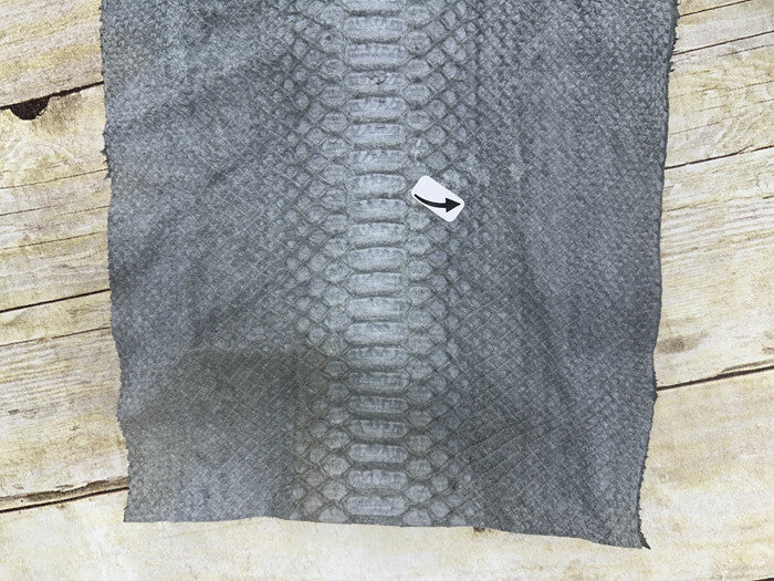 Silver on Grey Genuine Python Remnant Snakeskin Leather real hide snake skin 242