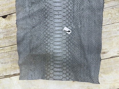 Silver on Grey Genuine Python Remnant Snakeskin Leather real hide snake skin 242