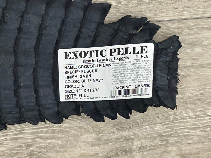 Blue Navy Genuine Caiman Crocodile belly Hide Leather Skin Gator Croc 550