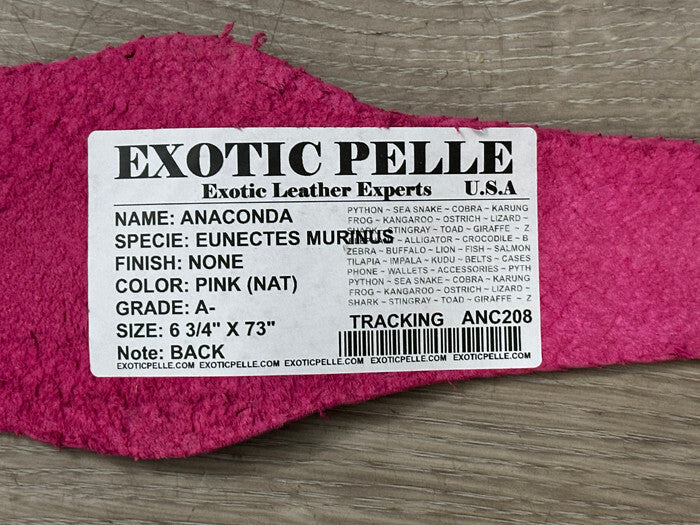 Pink Natural Genuine Anaconda Snakeskin Leather real hide snake skin python 208
