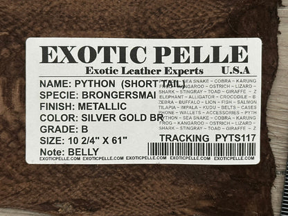 Brown Gold Silver Genuine Python Snakeskin Leather real hide snake skin Rattle 7