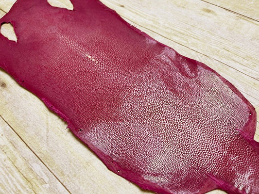 Wine Genuine Polished Sanded Stingray Hide Skin Sting Ray Leather Shagreen 864