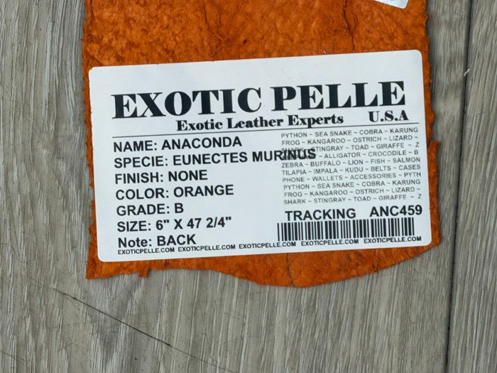 Orange Natural Pattern Genuine Anaconda Snake Leather 459 product photo 6