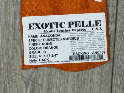 Orange Natural Pattern Genuine Anaconda Snake Leather 459 product photo 6