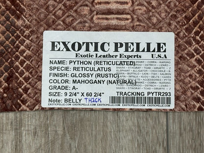 Mahogany big Genuine Python Snakeskin Leather real hide snake skin Boa 293