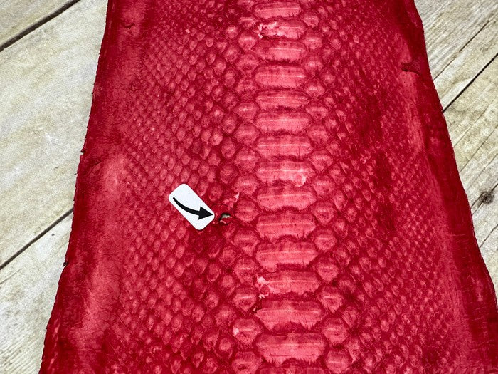 Red Piece Genuine Python Snakeskin Leather real hide snake skin Rattle Boa 132