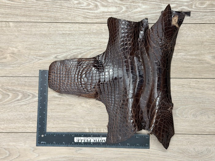 Brown Glossy Distressed Genuine Alligator Leather 440 product photo 2