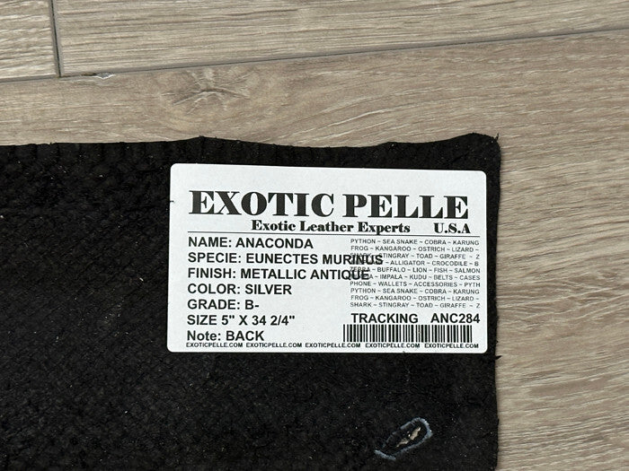 Silver Metallic Genuine Anaconda Leather Remnant Scrap hide snake skin python 84