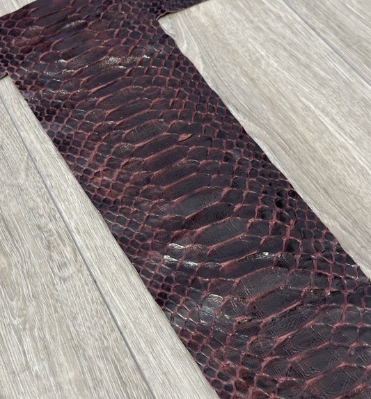 Wine Big Python Genuine Snakeskin Leather real hide snake skin Jumbo Rattle 318