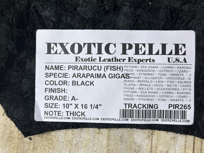 Black Pirarucu Hide Genuine Skin Arapaimia Gigas Remnant Scrap Fish Leather 265